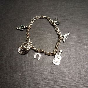 Silver tone Western Theme 6 Charm bracelet